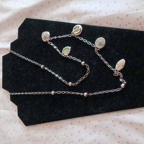 Brighton Green Tone Charm Long Chain Necklace - Picture 2 of 9